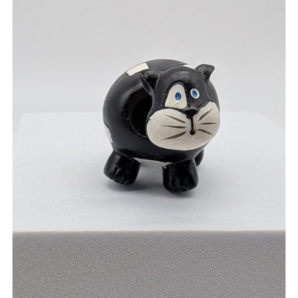 Miniature Bobblehead Cat Figure Figurine Black White